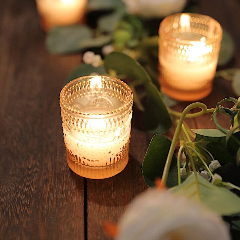 6 pcs 2.5" Mercury Glass Votive Candle Holders with Primrose Design