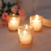 6 pcs 2.5" Mercury Glass Votive Candle Holders with Primrose Design