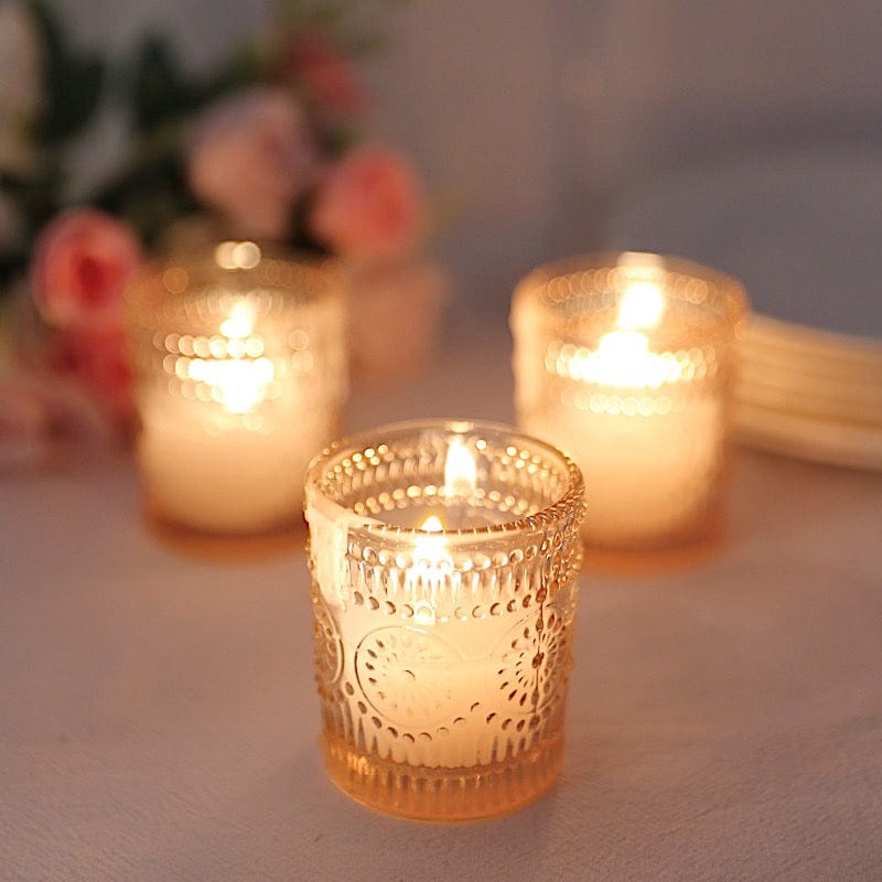 6 pcs 2.5" Mercury Glass Votive Candle Holders with Primrose Design