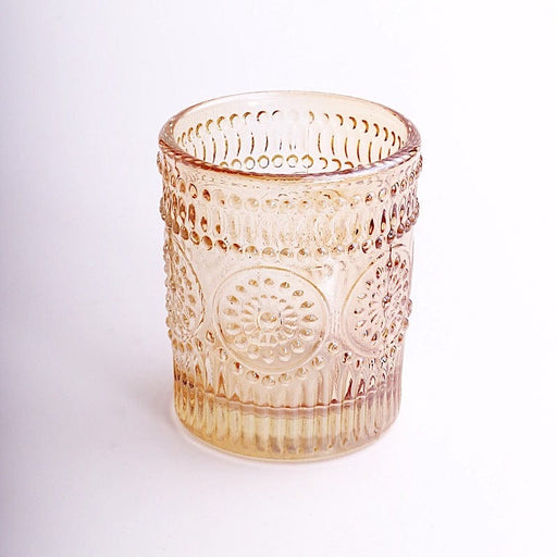 6 pcs 2.5" Mercury Glass Votive Candle Holders with Primrose Design CAND_HOLD_009_S_GOLD