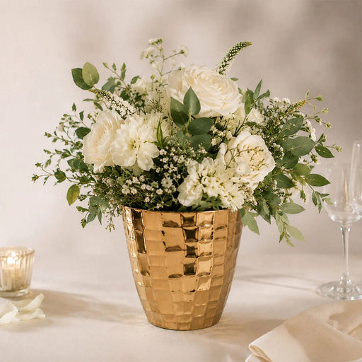 6 pcs 5.5" tall Gold Hammered Planter Pots with Gold Hammered Planter Pots PLNT_PLST_008_HAM_GOLD