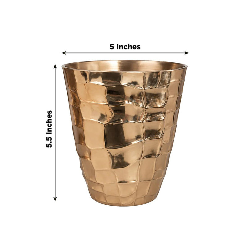 6 pcs 5.5" tall Gold Hammered Planter Pots with Gold Hammered Planter Pots PLNT_PLST_008_HAM_GOLD