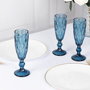 6 pcs 6 oz Crystal Cut Champagne Flute Glasses - Disposable Tableware