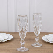 6 pcs 6 oz Crystal Cut Champagne Flute Glasses - Disposable Tableware