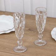 6 pcs 6 oz Crystal Cut Champagne Flute Glasses - Disposable Tableware