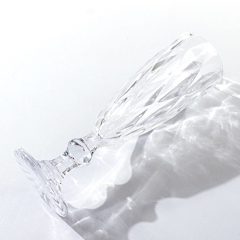 6 pcs 6 oz Crystal Cut Champagne Flute Glasses - Disposable Tableware
