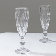 6 pcs 6 oz Crystal Cut Champagne Flute Glasses - Disposable Tableware