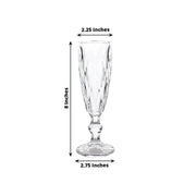 6 pcs 6 oz Crystal Cut Champagne Flute Glasses - Disposable Tableware