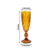 6 pcs 6 oz Crystal Cut Champagne Flute Glasses - Disposable Tableware