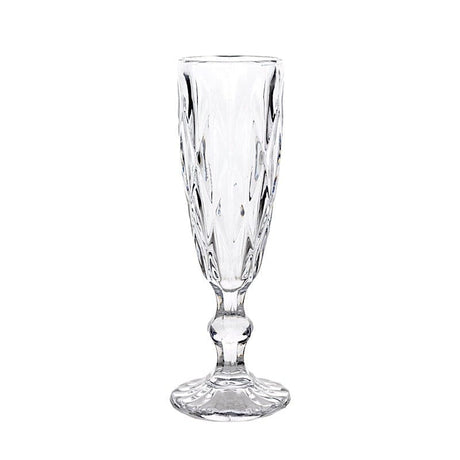 6 pcs 6 oz Crystal Cut Champagne Flute Glasses - Disposable Tableware GLAS_CUCP001_6_CLR