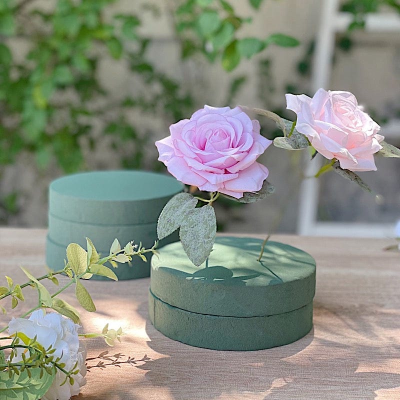 6 pcs 6" Round Floral Foam Blocks for Fresh Flowers - Green FOAM_ARTI_RND01_6_GRN