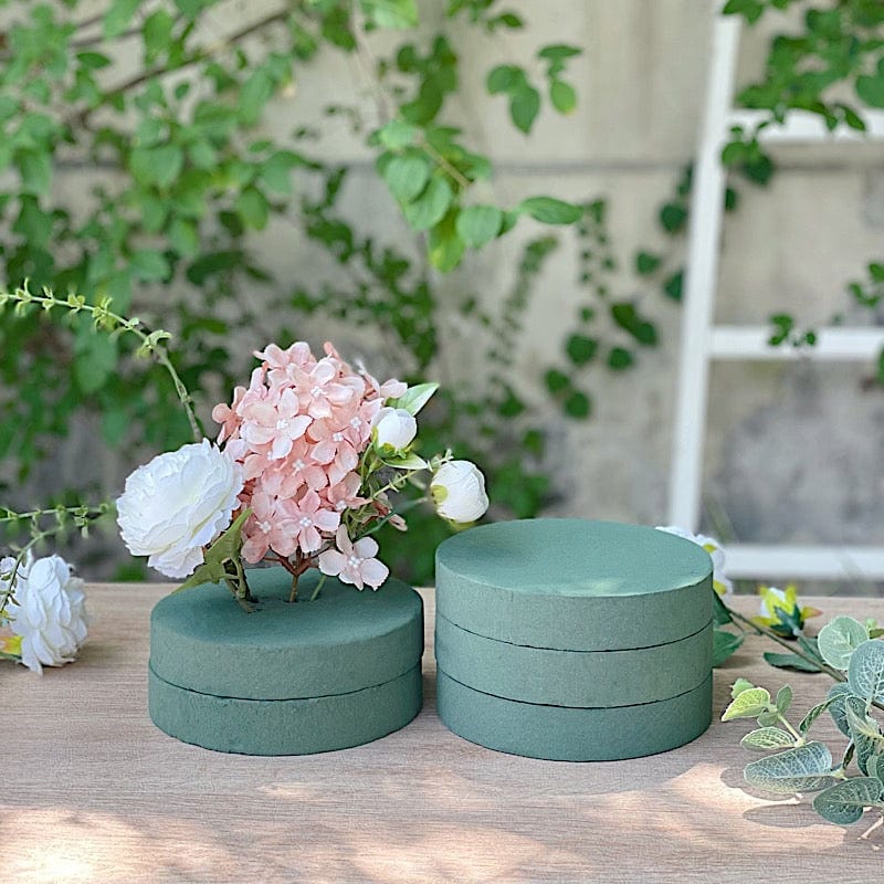 6 pcs 6" Round Floral Foam Blocks for Fresh Flowers - Green FOAM_ARTI_RND01_6_GRN