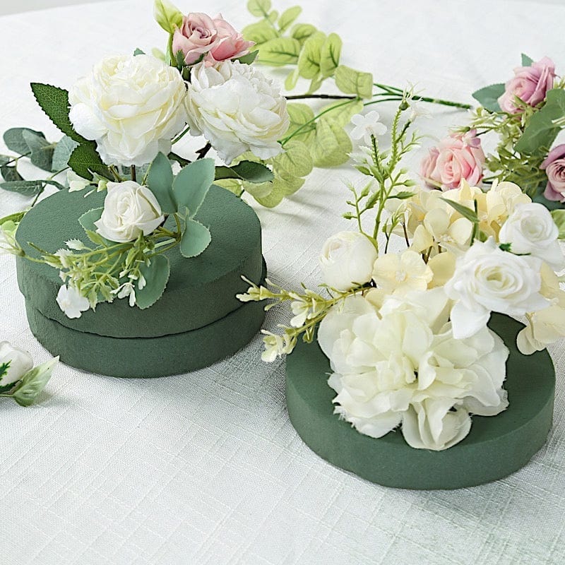 6 pcs 6" Round Floral Foam Blocks for Fresh Flowers - Green FOAM_ARTI_RND01_6_GRN