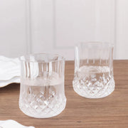 6 pcs 8 oz Crystal Cut Plastic Stemless Wine Glasses