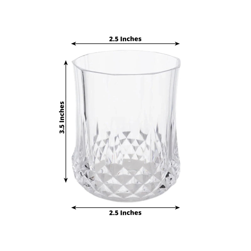 6 pcs 8 oz Crystal Cut Plastic Stemless Wine Glasses
