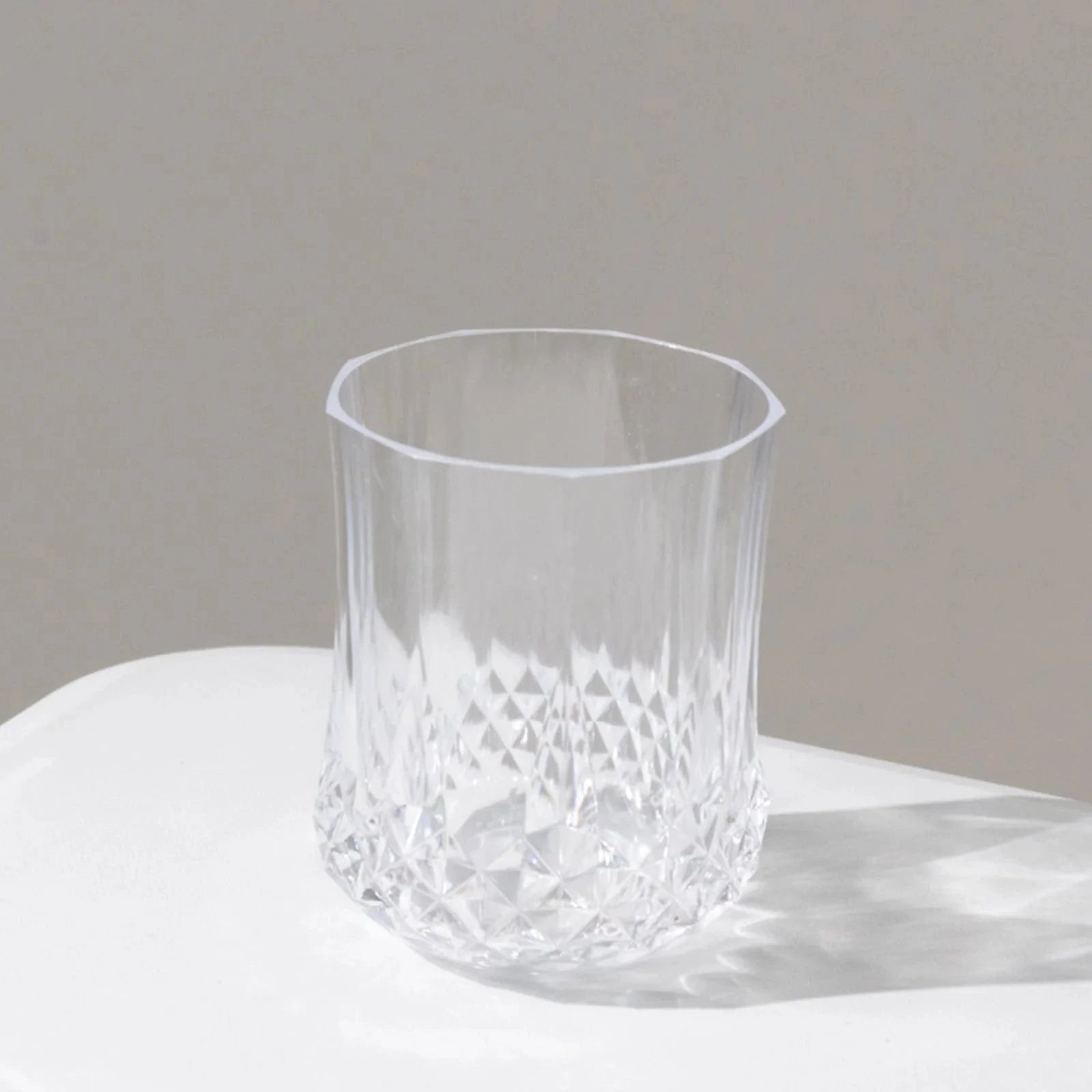 6 pcs 8 oz Crystal Cut Plastic Stemless Wine Glasses