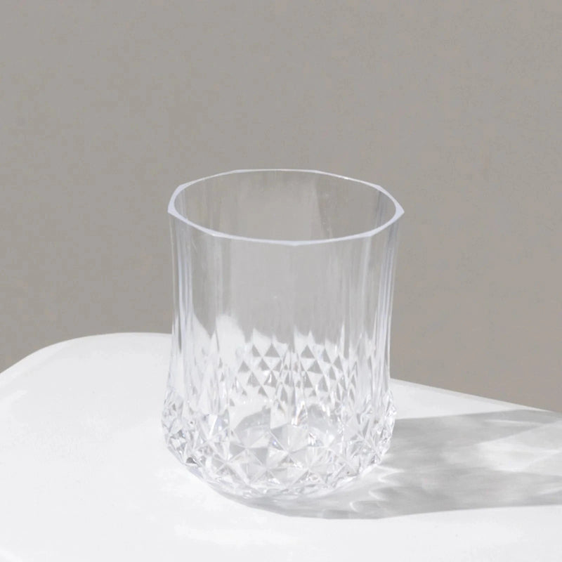 6 pcs 8 oz Crystal Cut Plastic Stemless Wine Glasses