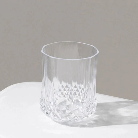6 pcs 8 oz Crystal Cut Plastic Stemless Wine Glasses