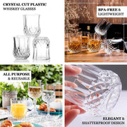 6 pcs 8 oz Crystal Cut Plastic Stemless Wine Glasses