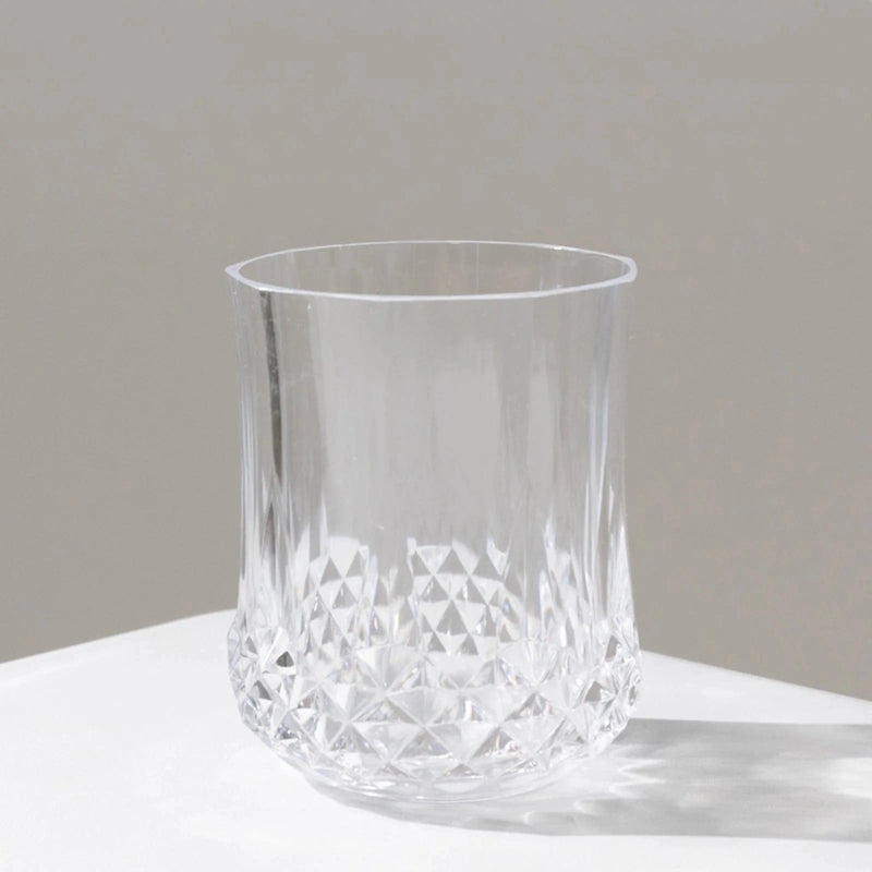 6 pcs 8 oz Crystal Cut Plastic Stemless Wine Glasses