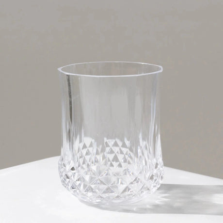 6 pcs 8 oz Crystal Cut Plastic Stemless Wine Glasses