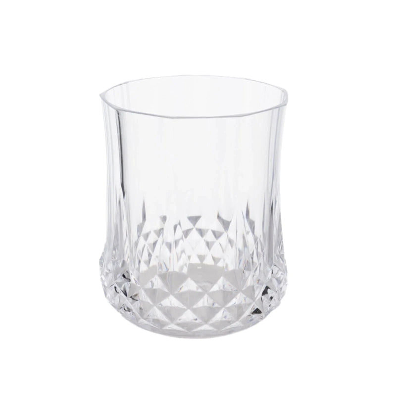 6 pcs 8 oz Crystal Cut Plastic Stemless Wine Glasses