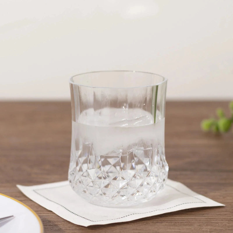 6 pcs 8 oz Crystal Cut Plastic Stemless Wine Glasses