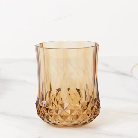 6 pcs 8 oz Crystal Cut Plastic Stemless Wine Glasses
