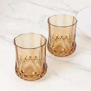 6 pcs 8 oz Crystal Cut Plastic Stemless Wine Glasses
