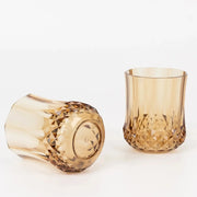 6 pcs 8 oz Crystal Cut Plastic Stemless Wine Glasses