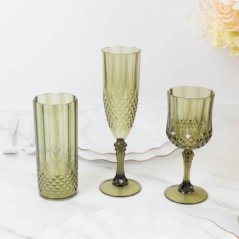 6 pcs 8 oz Crystal Plastic Champagne Flute Glasses - Disposable Tableware