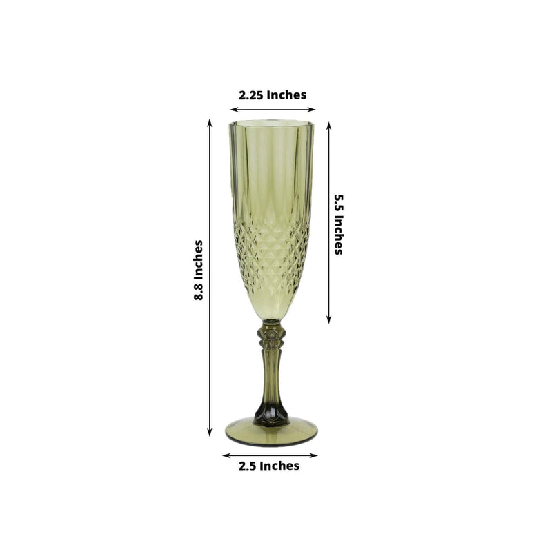 6 pcs 8 oz Crystal Plastic Champagne Flute Glasses - Disposable Tableware