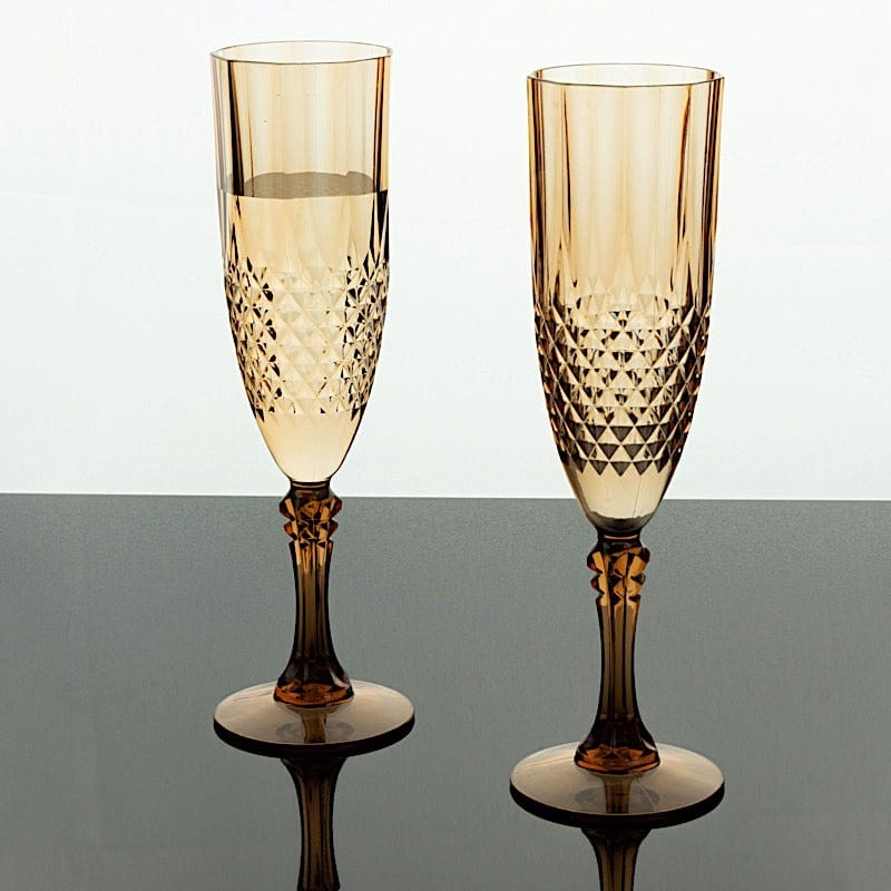 6 pcs 8 oz Crystal Plastic Champagne Flute Glasses - Disposable Tableware
