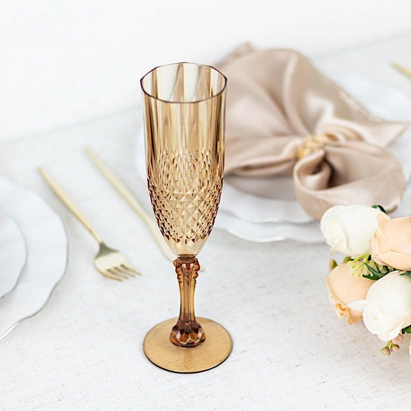 6 pcs 8 oz Crystal Plastic Champagne Flute Glasses - Disposable Tableware