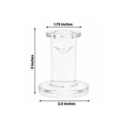 6 Pedestal Candlestick 3" Glass Taper Candle Holders - Clear CAND_HOLD_TP009_3_CLR