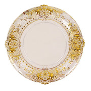 6 Plastic 13" Dinner Charger Plates with Florentine Style Embossed Rim - Clear and Gold CHRG_PLST0029_CLGD