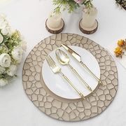 6 Plastic 13" Irregular Round Charger Plates with Giraffe Pattern Rim