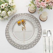 6 Plastic 13" Irregular Round Charger Plates with Giraffe Pattern Rim