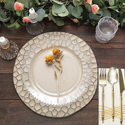 6 Plastic 13" Irregular Round Charger Plates with Giraffe Pattern Rim