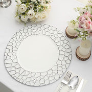 6 Plastic 13" Irregular Round Charger Plates with Giraffe Pattern Rim