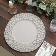 6 Plastic 13" Irregular Round Charger Plates with Giraffe Pattern Rim