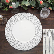 6 Plastic 13" Irregular Round Charger Plates with Giraffe Pattern Rim