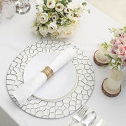 6 Plastic 13" Irregular Round Charger Plates with Giraffe Pattern Rim