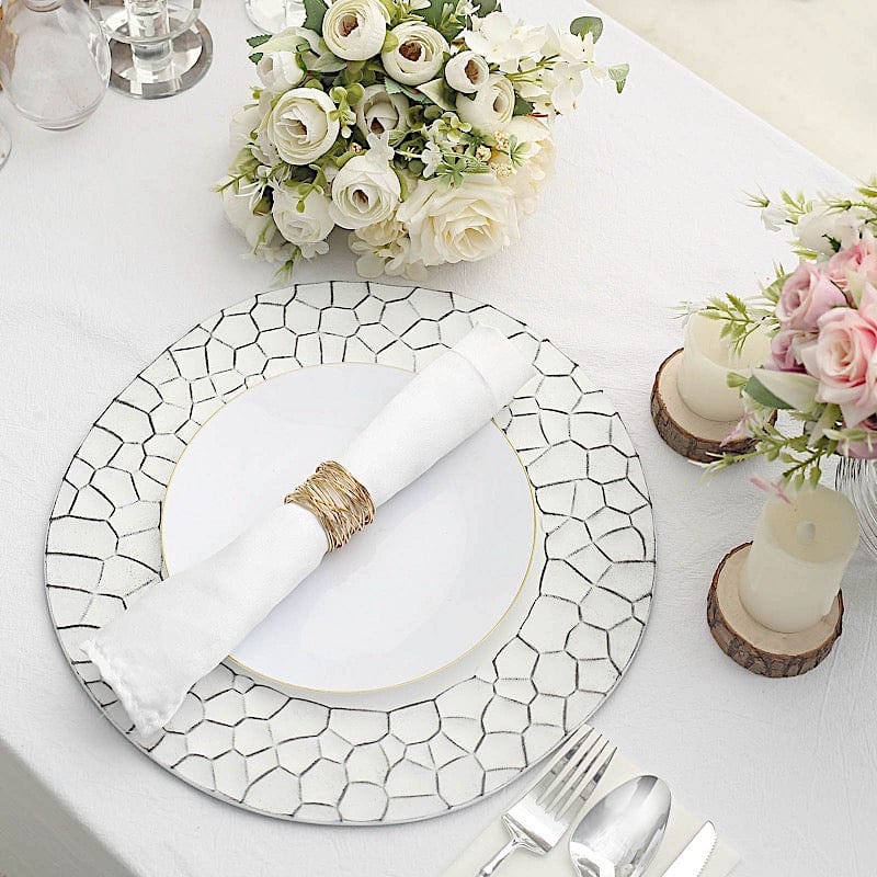 6 Plastic 13" Irregular Round Charger Plates with Giraffe Pattern Rim