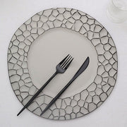 6 Plastic 13" Irregular Round Charger Plates with Giraffe Pattern Rim