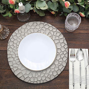 6 Plastic 13" Irregular Round Charger Plates with Giraffe Pattern Rim