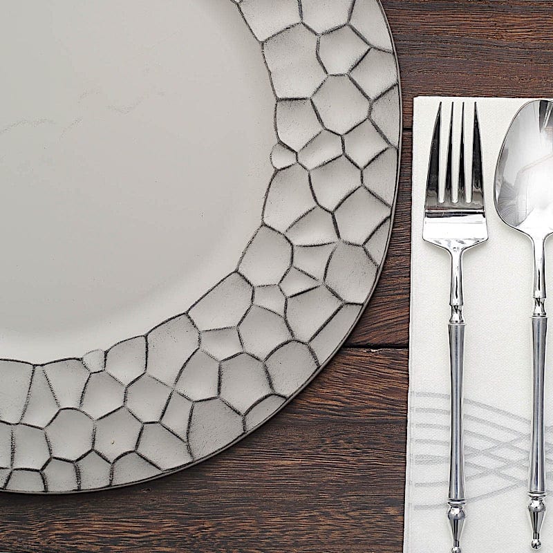 6 Plastic 13" Irregular Round Charger Plates with Giraffe Pattern Rim