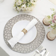 6 Plastic 13" Irregular Round Charger Plates with Giraffe Pattern Rim