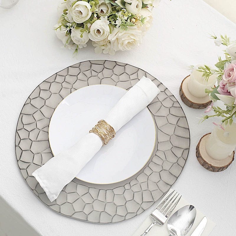 6 Plastic 13" Irregular Round Charger Plates with Giraffe Pattern Rim