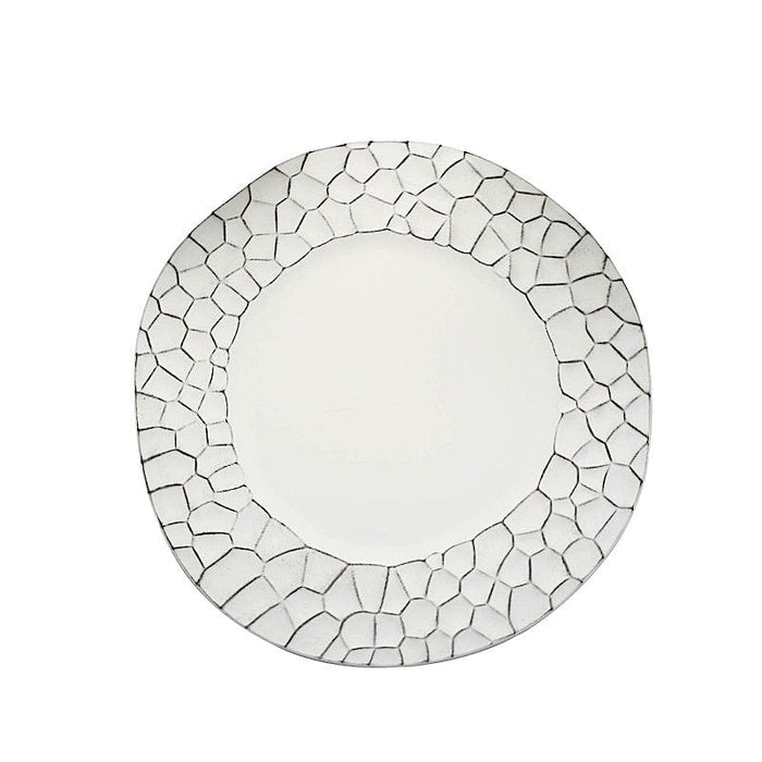 6 Plastic 13" Irregular Round Charger Plates with Giraffe Pattern Rim CHRG_PLST0020_WHT